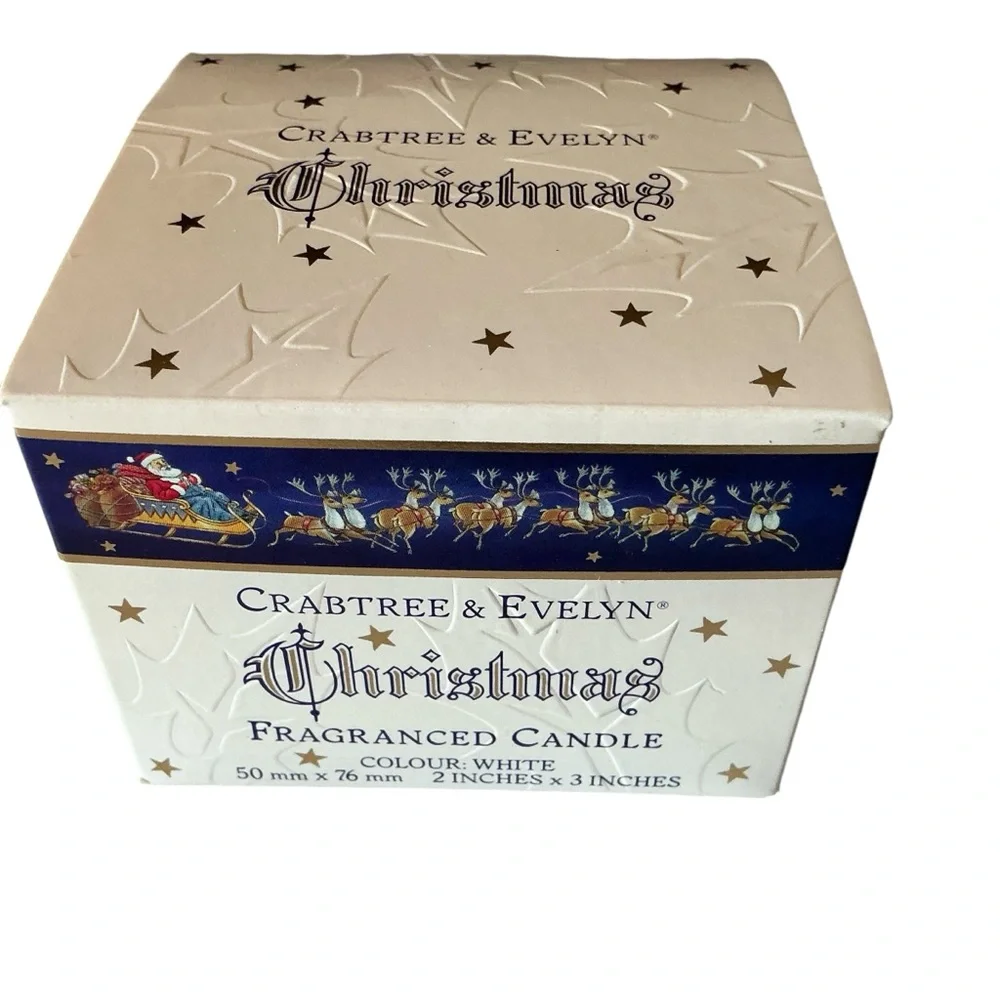 Vintage 90s Crabtree & Evelyn Christmas fragranced candle with crystal jar 4.5